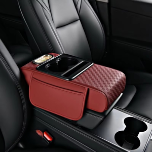 Reposabrazos Universal para Coche con Caja de Almacenamiento, Almohadilla Protectora de Cuero, Cojín Central para el Codo y Portavasos - Product Image 4