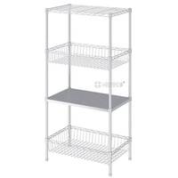 Étagère de rangement en acier de qualité supérieure, revêtement époxy blanc, 4 niveaux, paniers métalliques ajustables pour la maison