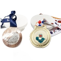 Médaille de trophée sportive en métal à prix imbattable pour marathon et course à pied avec ruban