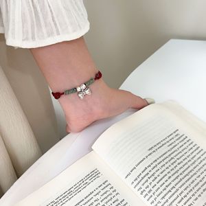 S925 Sterling Silver Bowknot Braided <b>Rope</b> <b>Bracelet</b> Red String Women's Everyday Wear Retro Jewelry - Product Image 2