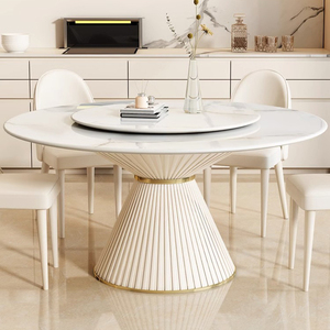 Juego de Mesa de Comedor Redonda de Mármol con Patas Doradas para Comedor de Hotel de Lujo Moderno Nórdico, 6 Sillas con <span class=keywords><strong>Centro</strong></span> Giratorio - Product Image 5
