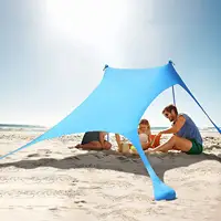 UPF 50 + ضوء ظلة المنبثقة خيمة للشاطئ ، قسط المحمولة التخييم في الهواء الطلق الظل خيمة للشاطئ الشمس المأوى مع مجرفة رمال