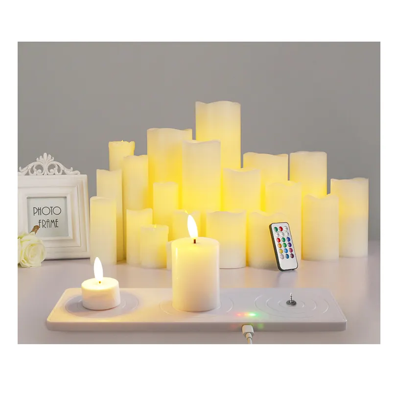 Custom Electric Flameless Flicker Usb Rechargeable Led Candles Set With Remote