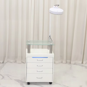 Tempered Glass Salon <b>Cart</b> with Four Drawers Beauty LED Light with Magnifying Mirror with UV Disinfection Lamp - Product Image 4