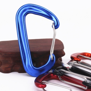 High Quality Customized Logo Black D Shape Spring Aluminum Climbing Carabiner