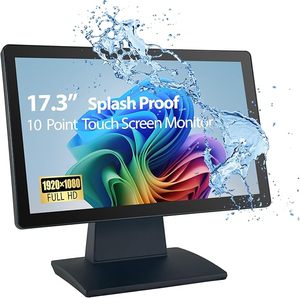 จอภาพ POS แบบสัมผัสขนาด 17.3 นิ้ว <span class=keywords><strong>1920</strong></span> X 1080 FHD, รองรับการสัมผัส 10 จุด HDMI VGA, หน้าจอกันน้ำกันฝุ่น, สำหรับอุตสาหกรรม - Product Image 1