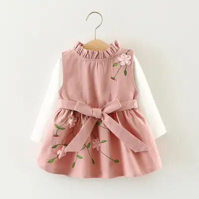 2020 spring and autumn new products girls vest skirt + bottoming shirt two sets of children's clothing girls dresses