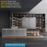 Meubles de cuisine modernes en MDF laqué brillant, plan de travail en résine, armoires de cuisine tout-en-un pour appartement