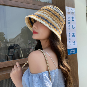 Sombrero de pescador de punto transpirable para mujer, sombrero plegable con protección solar para uso en exteriores, Material de algodón - Product Image 1
