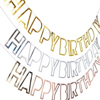 Nouvelle tendance Instagram : Guirlande de bannière en papier ajourée style simple et élégant Joyeux Anniversaire, couleurs Or Rose et Argent, en promotion