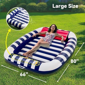 PVC <b>Inflatable</b> Pool Lounger Float 80*66 Inch Blue Green Color Sun <b>Bathing</b> Floating Bed Spray Water Mat Beach Backyard Lake Fun - Product Image 2