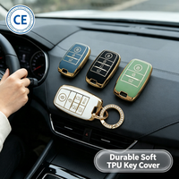 Housse de clé de voiture Kia en TPU souple, 4 boutons, design bord doré, étui de protection léger et élégant