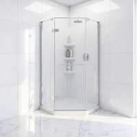 Kamar Mandi Tanpa Bingkai Kontemporer dengan Baki Dasar ABS, Kaca Tempered Pengaman, dan Finishing Krom untuk Kamar Mandi