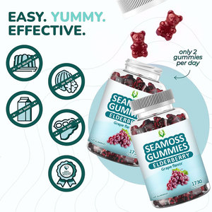 Custom Branded Sea Moss Gummies Elderberry Gummy Nutritional <b>Supplement</b> Boost Energy Production Grape Taste - Product Image 3