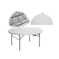 Table ronde en plastique de qualité professionnelle de 48 pouces (4 pieds) en granit avec design pliable pour événements intérieurs, mariages, fêtes, banquets