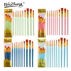 Set di 10 <span class=keywords><strong>Pennelli</strong></span> con Manico in Plastica Multicolore e Setole in Nylon <span class=keywords><strong>per</strong></span> <span class=keywords><strong>Pittura</strong></span> Acrilica, Acquerello e <span class=keywords><strong>Olio</strong></span> - Product Image 3