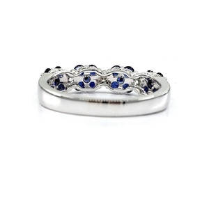 Hong Kong vente en gros magnifique raffiné nouveau 18K solide or blanc classique mariage vrai diamant gemme bleu saphir bague femmes - Product Image 3