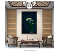 Peinture à l'huile impressionniste peinte à la main, motif narcisse bleu unique, sur toile, réaliste, écologique, décoration florale pour hôtel et salon, bois