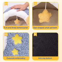 Nouveau Lit pour Animaux de Compagnie Semi-circulaire Moderne en Coton Chaud, Nid Douillet Antidérapant pour Petits Chiens et Chats, Motif Étoile