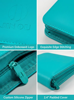 Porte-cartes Premium en cuir PU lisse bleu sarcelle à 4 pochettes, finition unie, avec fermeture éclair, pour cartes de sport, TCG, MTG