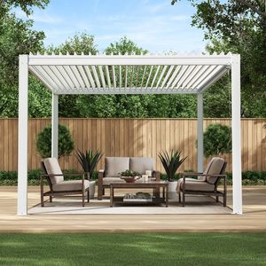 Pérgola de Aluminio con Rejillas 9x9 (5m x 3m), Estructura con Recubrimiento en Polvo, Sistema de Sombreado Motorizado para Balcón de Grado Comercial - Product Image 2
