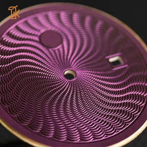 Cadran de montre personnalisé OEM ODM, motif guilloché violet, face métallique effet soleil avec fenêtre de date pour montre mécanique automatique - Product Image 2
