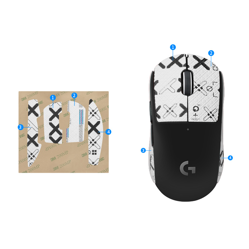 1PCs Half Pack Ratón pegatina-Blanco