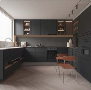 Diseños de Gabinetes de Cocina Modernos en Forma de U con Acabado Mate y Laca UV, MDF y Madera Contrachapada, con Tiradores Ocultos, Novedad 2025 - Product Image 4
