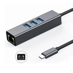 USB-C 3.1 כדי usb 3.0 hub 3 יציאה gigabit כרטיס רשת ethernet lan סוג מתאם c