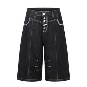 Wholesale Custom Denim Shorts Light Wash Summer Casual Breathable Baggy Straight Loose Short Pants with <b>Button</b> for Men <b>Jeans</b> - Product Image 4