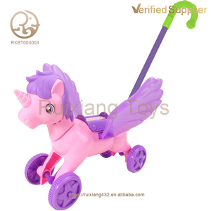 Mini dibujos animados Animal mano empujar unicornio juguetes para bebés y niños pequeños Push-Pull Aprendizaje Temprano caminar bebé andador música - Product Image 2