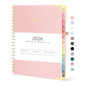 Ежедневник-планер на 2026 год с индивидуальным логотипом, спиральный переплет, твердая обложка, недельный и ежемесячный, в линейку, для колледжа, с возможностью индивидуальной печати - Product Image 1