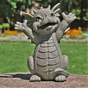 Escultura de dinosaurio pequeño, escultura de resina, decoración gótica para el hogar, escritorio, estatua de meditación de dragón, modelo de jardín, decoración de patio al aire libre