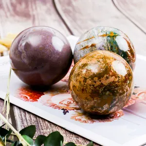 Esfera de cristal curativa, Bola de piedra Natural pulida colorida, esfera de jaspe oceánico