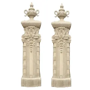 藤架石柱定制石柱人造石柱手工雕刻米色大理石柱子