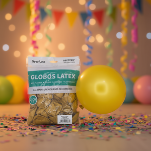 Ballons en latex Party Love 25 cm, or métallisé, ronds, pour décorations d'anniversaire - Product Image 2