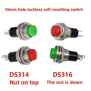 Interruptor de botón DS-314/DS-316 con montaje roscado, momentáneo de encendido/apagado, con reinicio automático, sin bloqueo, con terminales de soldadura - Product Image 2
