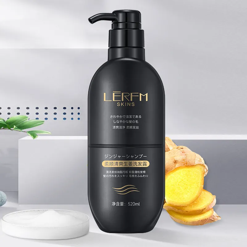 Shampoo de crescimento do cabelo, venda direta da fábrica, shampoo grosso de gengibre orgânico natural, anti perda