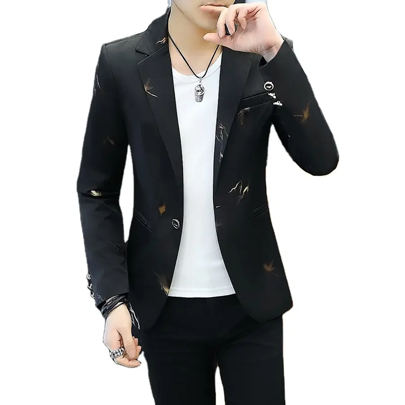Wholesale Men's Jackets Korean Style Slim Long Sleeve Spring Wearing Stylish Men's Casual Jacket Men's Business Casual Suit