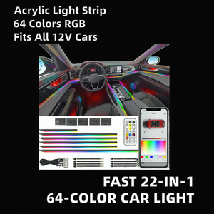 Kit d'éclairage intérieur pour voiture 22 en 1 RGB, bande LED à 64 couleurs, symphonie de lumières, pour améliorer l'habitacle du véhicule - Product Image 2