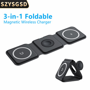 Station de charge magnétique sans fil 3 en 1 pliable, chargeur de voyage, adaptateur secteur pour iPhone, chargeur multifonction - Product Image 4