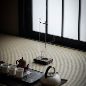 Inverted Incense Holder Walnut Wood Base With Glass Cylinder For Home <b>Tea</b> Ceremony Aromatherapy <b>Diffuser</b> - Product Image 5
