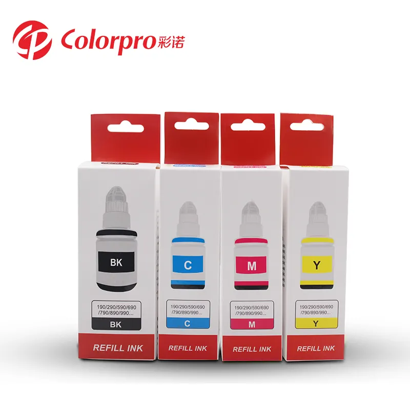 Colorpro GI290 recarga de tinta de tinte compatible para 190, 290, 490, 590, 690, 790, 890, 990 de tinta de impresión