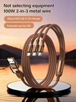 Câble USB tressé en nylon 5-en-1 haute vitesse 100W, charge rapide pour appareil photo iOS, ordinateur, connecteurs Micro USB Type-C, cuivre pur