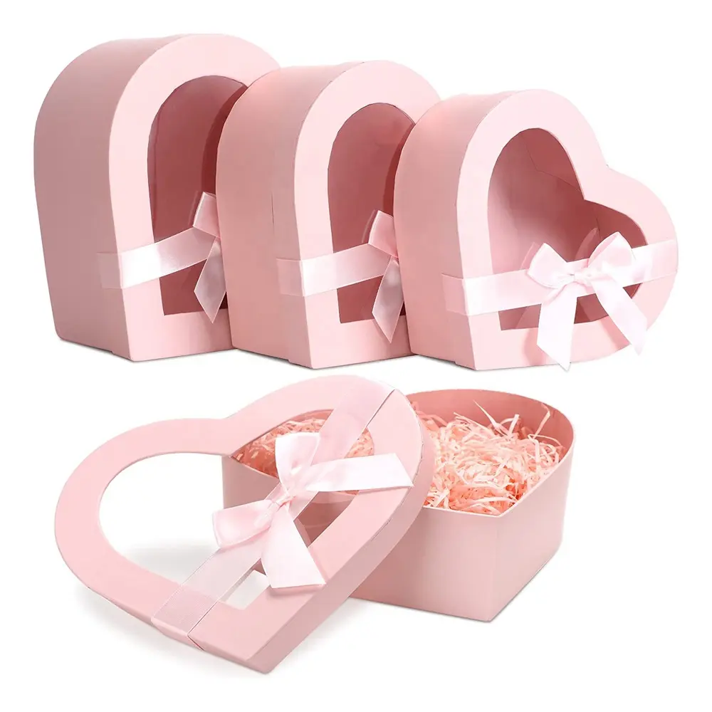 Boîtes en forme de coeur fleur boîte-cadeau de luxe Logo personnalisé carton rose fête des mères coffret cadeau de luxe pour femmes boîte magnétique 500 pièces