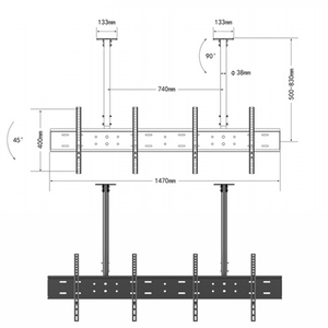 Support de montage au plafond TV de qualité commerciale pour restaurants et hôpitaux Conception rabattable mince Charge 110lbs Fit 26-77 pouces Écrans - Product Image 2