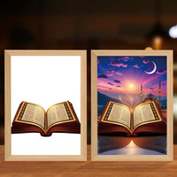 Lampe murale LED 4D musulmane, série religieuse, art islamique Allah, croix, décoration murale, cadre photo en plastique double face