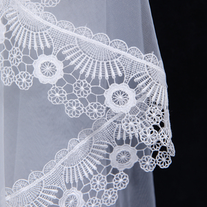 Women <strong>Blush</strong> Lace Edge Wedding <strong>Veils</strong> One Layer Soft Tulle Bridal <strong>Veil</strong> - Product Image 3