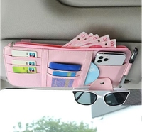 Organisateur de pare-soleil de voiture en cuir PU, pochette de rangement intérieure pour voiture avec