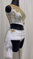 Robe de danse lyrique pour filles, robe de danse de compétition de luxe avec strass, robe de danse blanche personnalisable